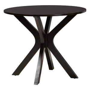Baxton Studio Baxton Studio Lore Modern 5-Piece Dining Set with Round Table & Upholstered Chairs for Stylish Dining Lore-Sand/Dark Brown-5PC Dining Set