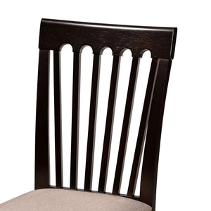 Baxton Studio Baxton Studio Lore Modern 5-Piece Dining Set with Round Table & Upholstered Chairs for Stylish Dining Lore-Sand/Dark Brown-5PC Dining Set