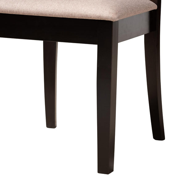 Baxton Studio Baxton Studio Lore Modern 5-Piece Dining Set with Round Table & Upholstered Chairs for Stylish Dining Lore-Sand/Dark Brown-5PC Dining Set