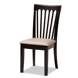Baxton Studio Baxton Studio Maisie Modern 5-Piece Dining Set with Sand Upholstered Chairs & Round Table Design Maisie-Sand/Dark Brown-5PC Dining Set