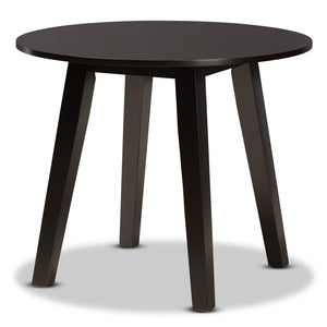 Baxton Studio Baxton Studio Maisie Modern 5-Piece Dining Set with Sand Upholstered Chairs & Round Table Design Maisie-Sand/Dark Brown-5PC Dining Set