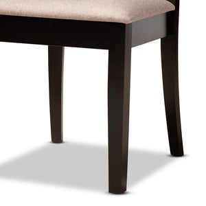 Baxton Studio Baxton Studio Maisie Modern 5-Piece Dining Set with Sand Upholstered Chairs & Round Table Design Maisie-Sand/Dark Brown-5PC Dining Set