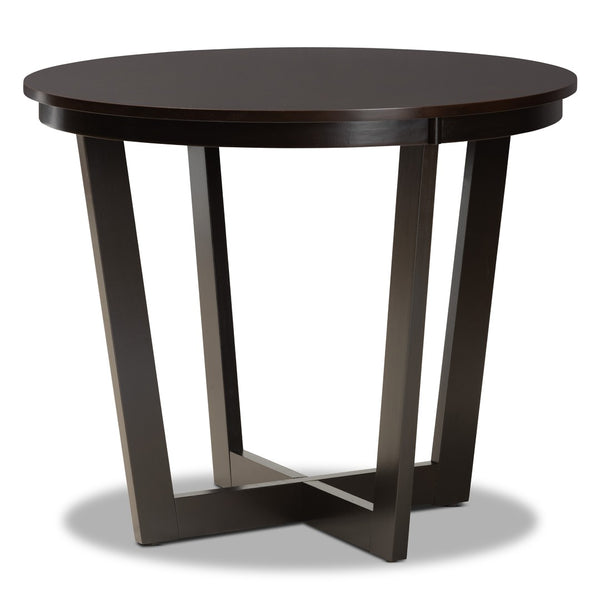 Baxton Studio Baxton Nellie Modern 5-Piece Dining Set with Sand Upholstered Chairs & Dark Brown Wood Table Nellie-Sand/Dark Brown-5PC Dining Set