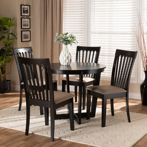 Baxton Studio Baxton Nellie Modern 5-Piece Dining Set with Sand Upholstered Chairs & Dark Brown Wood Table Nellie-Sand/Dark Brown-5PC Dining Set