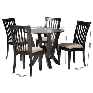Baxton Studio Baxton Studio Marian 5-Piece Modern Dining Set with Round Table & Ergonomic Sand Chairs - Comfort & Style Gwen-Sand/Dark Brown-5PC Dining Set