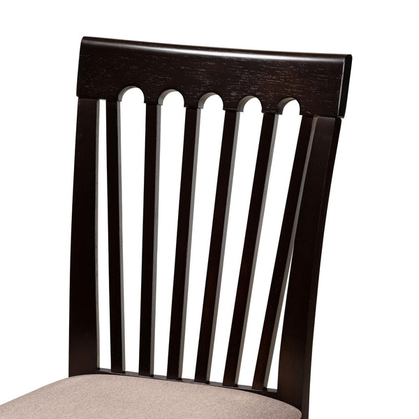 Baxton Studio Baxton Studio Marian 5-Piece Modern Dining Set with Round Table & Ergonomic Sand Chairs - Comfort & Style Gwen-Sand/Dark Brown-5PC Dining Set