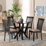 Baxton Studio Marian Modern Sand Fabric and Dark Brown Finished Wood 5-Piece Dining Set