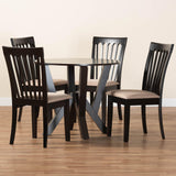 Baxton Studio Marian Modern Sand Fabric and Dark Brown Finished Wood 5-Piece Dining Set