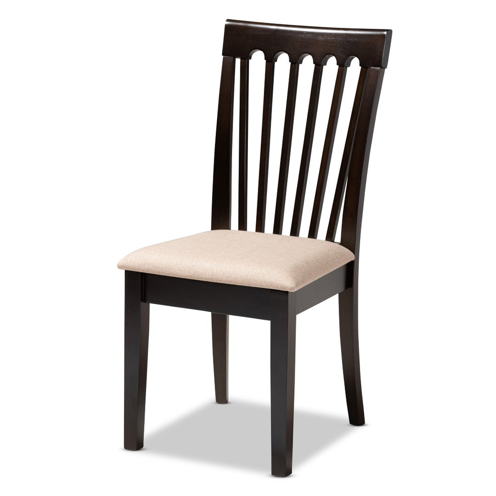 Baxton Studio Baxton Studio Minette 6-Piece Dining Set - Modern Sand Upholstered Chairs & Dark Brown Table Design RH319C-Sand/Dark Brown-6PC Dining Set