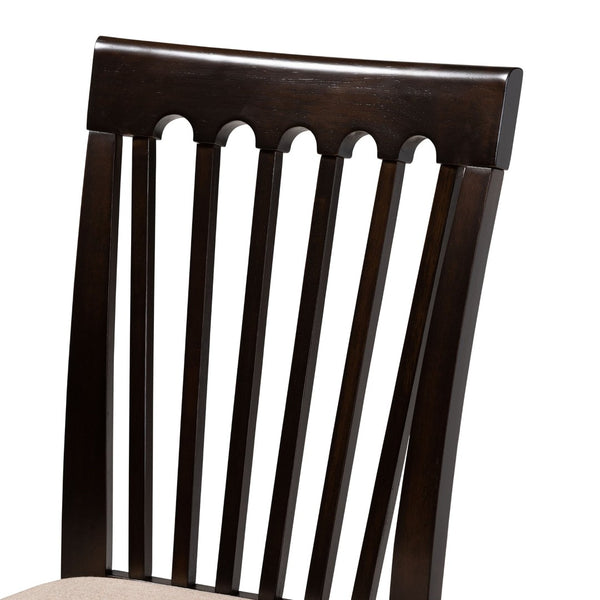 Baxton Studio Baxton Studio Minette 6-Piece Dining Set - Modern Sand Upholstered Chairs & Dark Brown Table Design RH319C-Sand/Dark Brown-6PC Dining Set