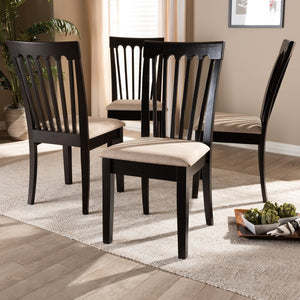Baxton Studio Baxton Studio Modern Dining Chair Set of 4 - Upholstered Sand Fabric with Espresso Wood Finish Minette Sand RH319C-Sand/Dark Brown-DC-4PK