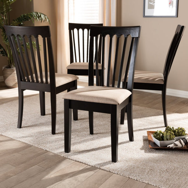 Baxton Studio Baxton Studio Modern Dining Chair Set of 4 - Upholstered Sand Fabric with Espresso Wood Finish Minette Sand RH319C-Sand/Dark Brown-DC-4PK