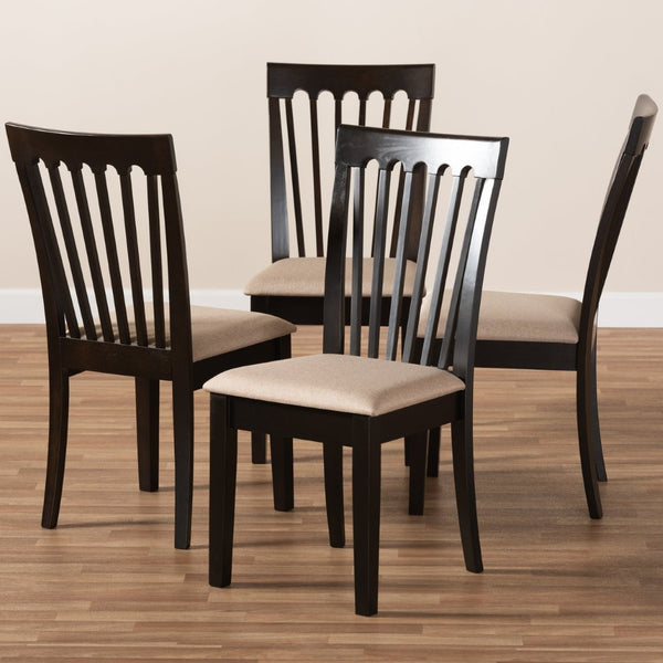 Baxton Studio Baxton Studio Modern Dining Chair Set of 4 - Upholstered Sand Fabric with Espresso Wood Finish Minette Sand RH319C-Sand/Dark Brown-DC-4PK