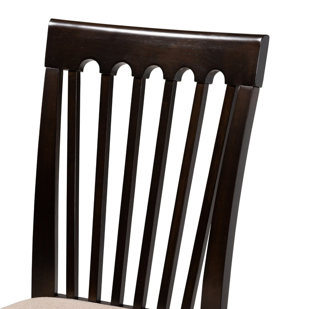 Baxton Studio Baxton Studio Modern 5-Piece Dining Set with Espresso Wood Finish and Sand Upholstered Chairs Minette Sand RH319C-Sand/Dark Brown-5PC Dining Set