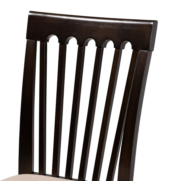 Baxton Studio Baxton Studio Modern 5-Piece Dining Set with Espresso Wood Finish and Sand Upholstered Chairs Minette Sand RH319C-Sand/Dark Brown-5PC Dining Set