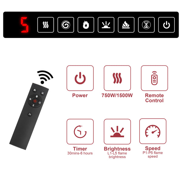 English Elm Modern 3-Sided Glass TV Stand with Electric Fireplace, LEDs, 4 Drawers, USB-C, Fits up to 80" W3383S00003