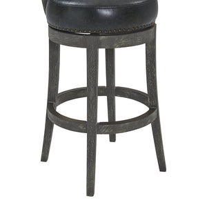 English Elm Reyden 26" Counter Height Swivel Stool in Onyx Faux Leather with American Gray Wood—Stable, Stylish B2736P354315