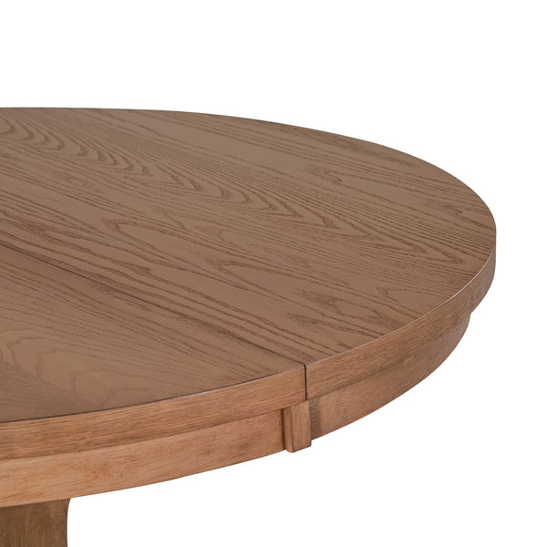 English Elm Christopher Knight Home® - Oval Rustic Walnut Extension Dining Table - Eco-Friendly Rubberwood, Elegant Pedestal Base & Leaf N771P355872T_N771P355873T