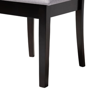 Baxton Studio Baxton Studio Lore Modern 5-Piece Dining Set with Grey Fabric Chairs and Round Dark Brown Table Lore-Grey/Dark Brown-5PC Dining Set