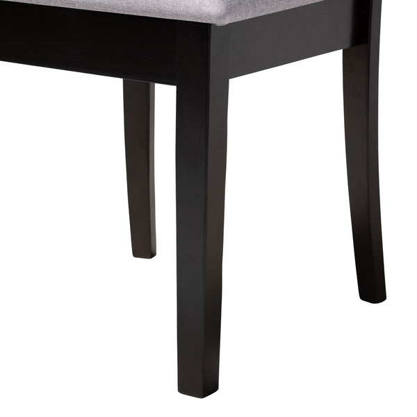 Baxton Studio Baxton Nina 5-Piece Modern Grey Fabric Dining Set with Espresso Wood - Perfect for Small Spaces Nina-Grey/Dark Brown-5PC Dining Set