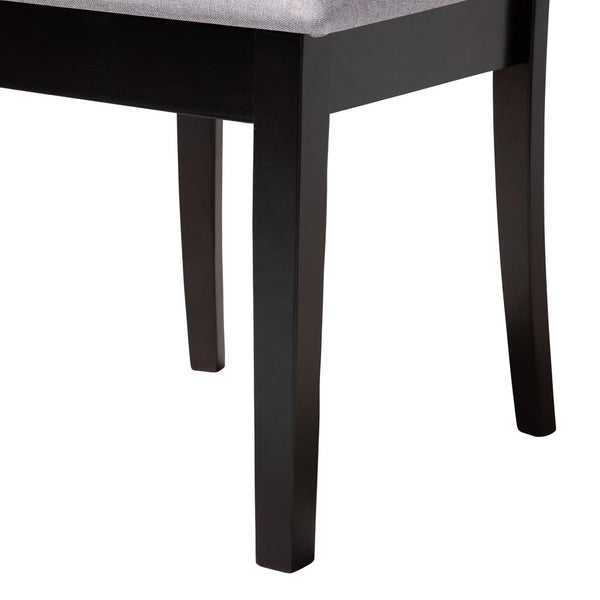 Baxton Studio Baxton Nellie 5-Piece Modern Grey Fabric Dining Set with Dark Brown Wood for Elegant Gatherings Nellie-Grey/Dark Brown-5PC Dining Set