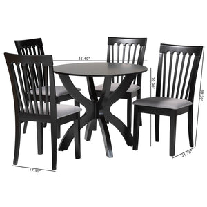Baxton Studio Baxton Studio Bailey 5-Piece Grey Fabric Dining Set with Dark Brown Wood Table for Compact Spaces Maura-Grey/Dark Brown-5PC Dining Set