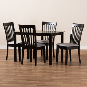 Baxton Studio Baxton Studio Modern 5-Piece Dining Set with Espresso Wood Finish and Sand Upholstered Chairs Minette Gray RH319C-Grey/Dark Brown-5PC Dining Set