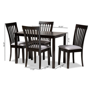 Baxton Studio Baxton Studio Modern 5-Piece Dining Set with Espresso Wood Finish and Sand Upholstered Chairs Minette Gray RH319C-Grey/Dark Brown-5PC Dining Set