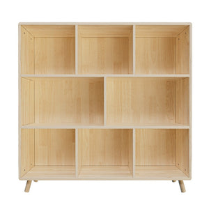 English Elm Pine Solid Wood Eight Compartment Bookcase Natural Grain Organizer for Home or Office W3166P346816