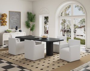 English Elm Anna Modern Square Faux Leather Dining Armchair - Cream, Durable, Comfortable & Fully Assembled! B365P398293