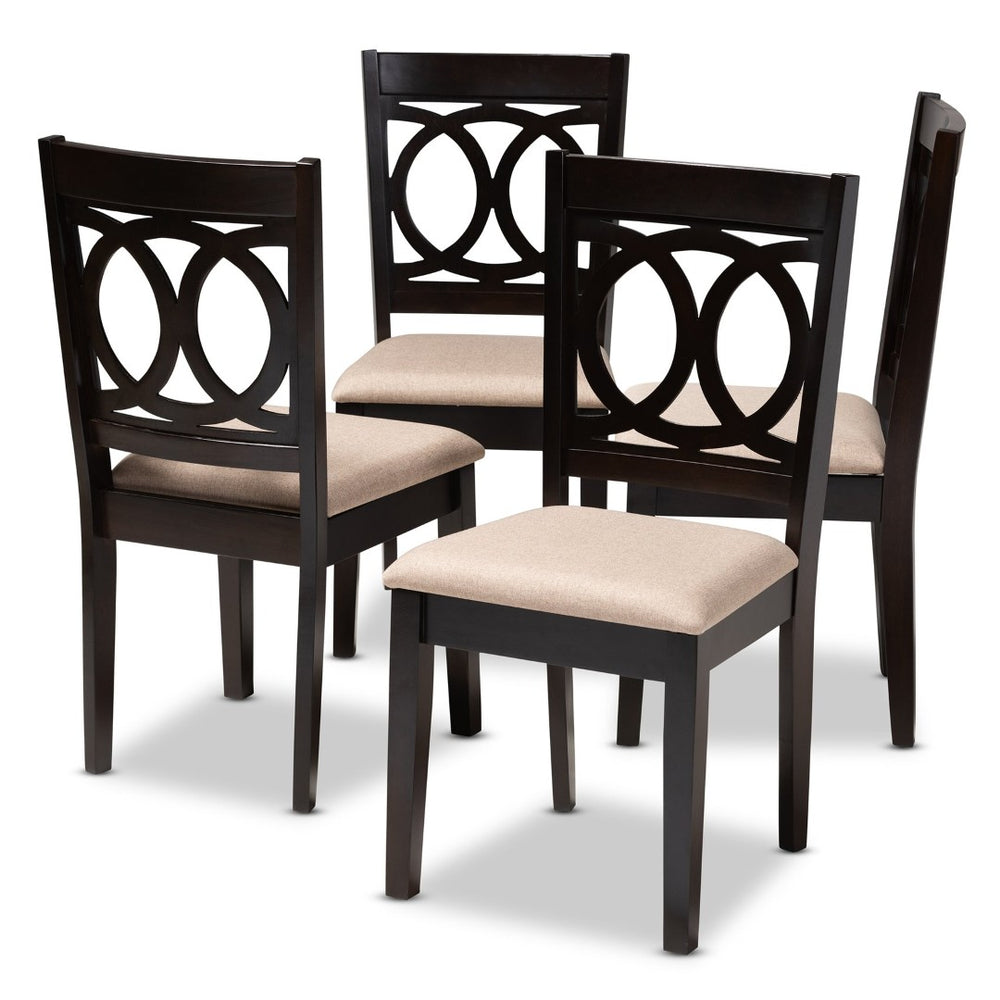 Baxton Studio Baxton Lenoir Modern Dining Chair Set of 4 - Stylish Sand Upholstered Espresso Wood for Comfort RH315C-Sand/Dark Brown-DC-4PK