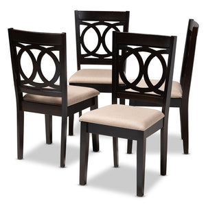 Baxton Studio Baxton Lenoir Modern Dining Chair Set of 4 - Stylish Sand Upholstered Espresso Wood for Comfort RH315C-Sand/Dark Brown-DC-4PK