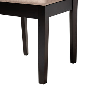 Baxton Studio Baxton Studio Sanne 5-Piece Dining Set – Modern Beige Fabric & Espresso Wood for Stylish Gatherings Sanne-Sand/Dark Brown-5PC Dining Set