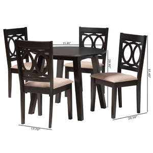 Baxton Studio Baxton Studio Louisa 5-Piece Modern Dining Set with Beige Fabric & Dark Brown Wood for Comfort & Style Evie-Sand/Dark Brown-5PC Dining Set