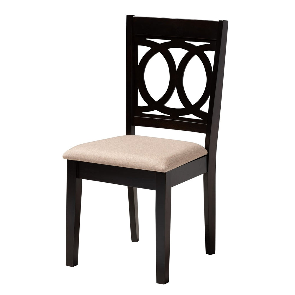 Baxton Studio Baxton Studio Louisa 5-Piece Modern Dining Set with Beige Fabric & Dark Brown Wood for Comfort & Style Evie-Sand/Dark Brown-5PC Dining Set