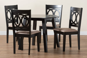 Baxton Studio Baxton Studio Louisa 5-Piece Modern Dining Set with Beige Fabric & Dark Brown Wood for Comfort & Style Evie-Sand/Dark Brown-5PC Dining Set