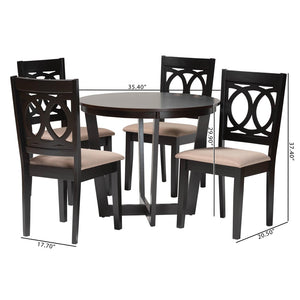 Baxton Studio Baxton Studio Kara Modern 5-Piece Round Dining Set with Comfortable Chairs in Sand & Dark Brown Kara-Sand/Dark Brown-5PC Dining Set