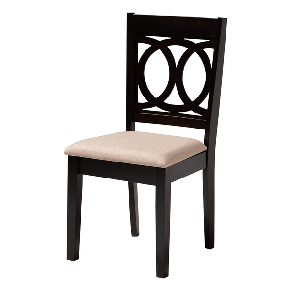 Baxton Studio Baxton Studio Kara Modern 5-Piece Round Dining Set with Comfortable Chairs in Sand & Dark Brown Kara-Sand/Dark Brown-5PC Dining Set