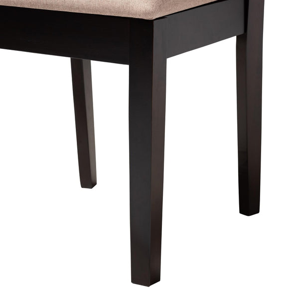 Baxton Studio Baxton Studio Kara Modern 5-Piece Round Dining Set with Comfortable Chairs in Sand & Dark Brown Kara-Sand/Dark Brown-5PC Dining Set