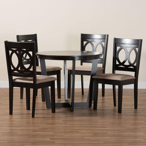 Baxton Studio Baxton Studio Kara Modern 5-Piece Round Dining Set with Comfortable Chairs in Sand & Dark Brown Kara-Sand/Dark Brown-5PC Dining Set