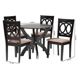 Baxton Studio Baxton Studio Rita 5-Piece Modern Dining Set - Elegant Round Table & Plush Chairs for Cozy Spaces Rita-Sand/Dark Brown-5PC Dining Set