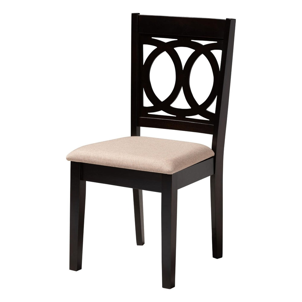 Baxton Studio Baxton Studio Rita 5-Piece Modern Dining Set - Elegant Round Table & Plush Chairs for Cozy Spaces Rita-Sand/Dark Brown-5PC Dining Set
