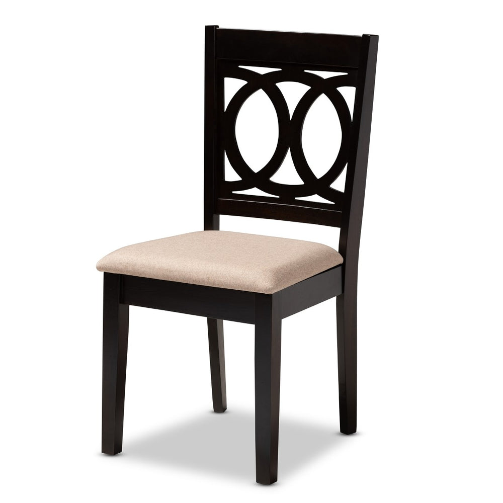 Baxton Studio Baxton Studio Bennett 6-Piece Dining Set - Modern Sand Fabric Upholstery & Dark Brown Wood Finish RH315C-Sand/Dark Brown-6PC Dining Set