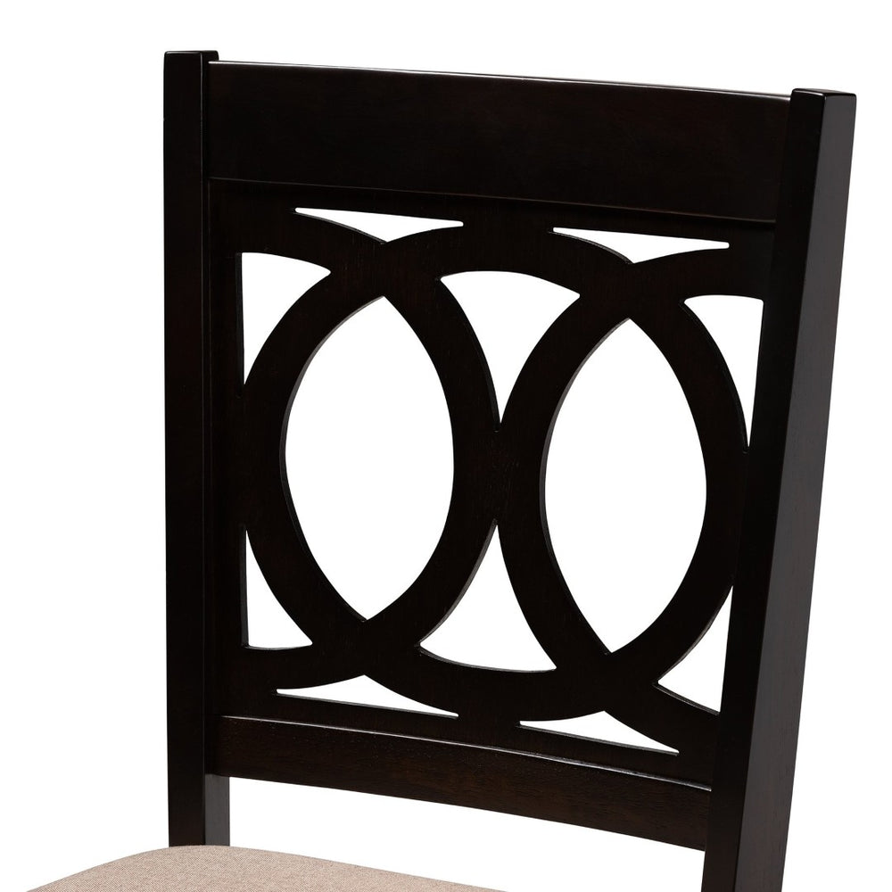 Baxton Studio Baxton Studio Lenoir 5-Piece Dining Set - Modern Sand Upholstered Chairs & Espresso Wood Table RH315C-Sand/Dark Brown-5PC Dining Set