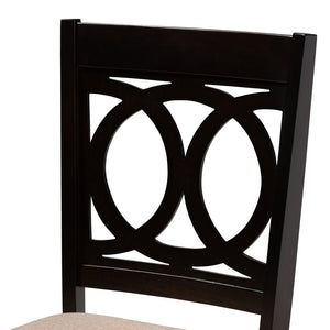Baxton Studio Baxton Studio Lenoir 5-Piece Dining Set - Modern Sand Upholstered Chairs & Espresso Wood Table RH315C-Sand/Dark Brown-5PC Dining Set