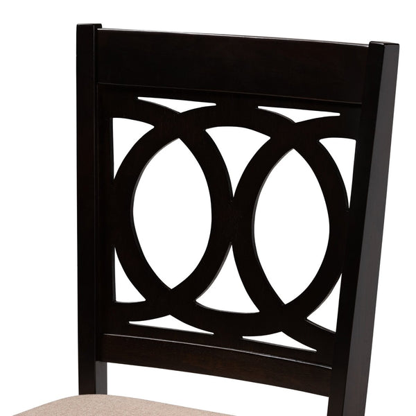 Baxton Studio Baxton Studio Lenoir 5-Piece Dining Set - Modern Sand Upholstered Chairs & Espresso Wood Table RH315C-Sand/Dark Brown-5PC Dining Set