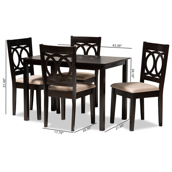 Baxton Studio Baxton Studio Lenoir 5-Piece Dining Set - Modern Sand Upholstered Chairs & Espresso Wood Table RH315C-Sand/Dark Brown-5PC Dining Set