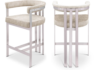 Marcello Beige Velvet Counter Stool 939Beige-C Meridian Furniture