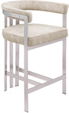 Marcello Beige Velvet Counter Stool 939Beige-C Meridian Furniture