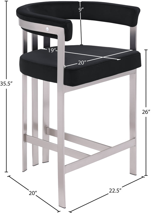 Marcello Black Velvet Counter Stool 939Black-C Meridian Furniture